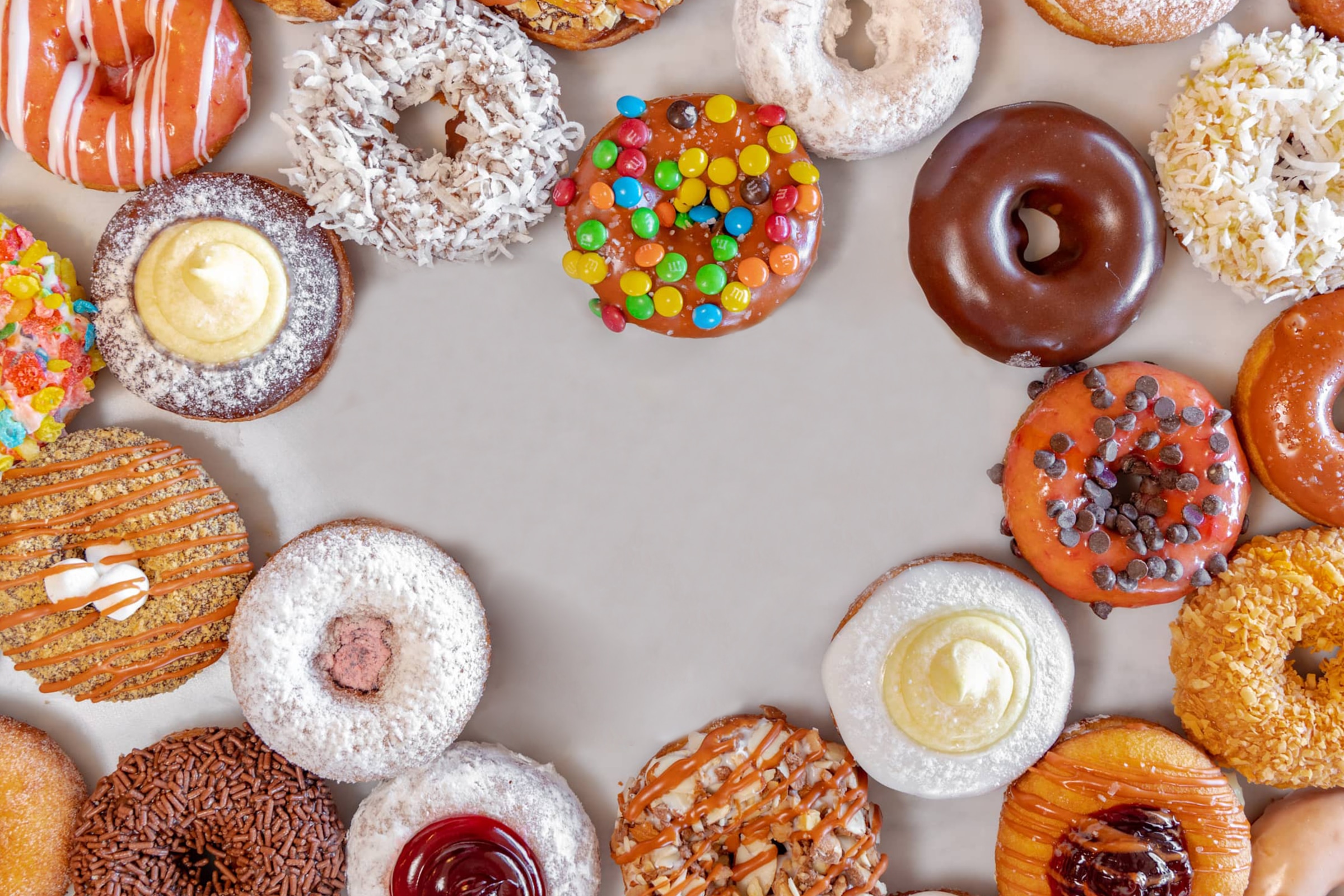 Donuts Arranged In Heart Formation